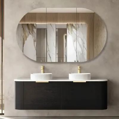 Modern Bathroom Vanity Cabinet with Mirror -- Wall / Floor Standing